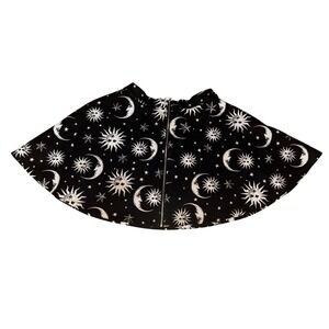 Hot Topic Skirt Small Celestial O-Ring Skater Mini Skirt Sun Moon Stars Goth Y2K